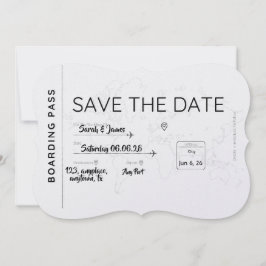 Reserve A Data travel lover save the date boarding pass