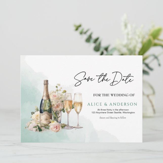 Reserve A Data Trenby Bride Floral Green Wedding (Em pé/Frente)