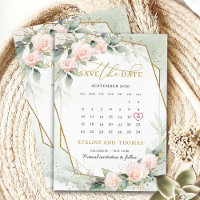 Trendy boho blush gold frame calendário eucalipto