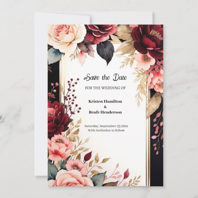 Reserve A Data Trendy Burgundy Typografia (Frente)