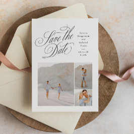 Reserve A Data Três fotos elegantes em preto e branco do casament