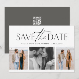 Reserve A Data Três fotos simples estilosas preto branco