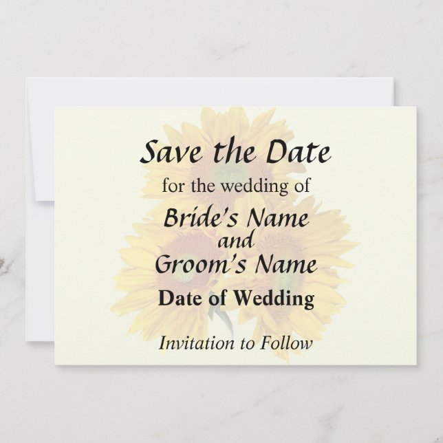 Reserve A Data Três Girassóis Dourados (Frente)