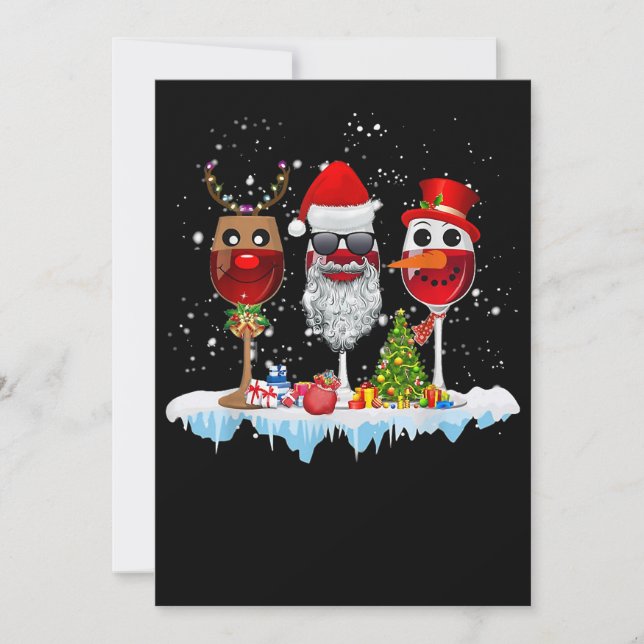 Reserve A Data Três Óculos De Vinho De Natal Luz Santa Hat x (Frente)