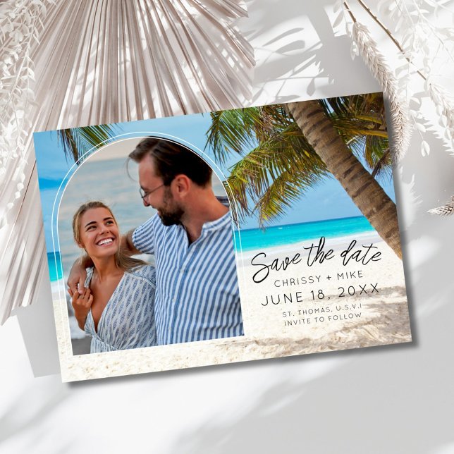 Reserve A Data Tropical Beach Photo Destination Wedding  (Tropical Beach Photo Destination Wedding Save The Date)