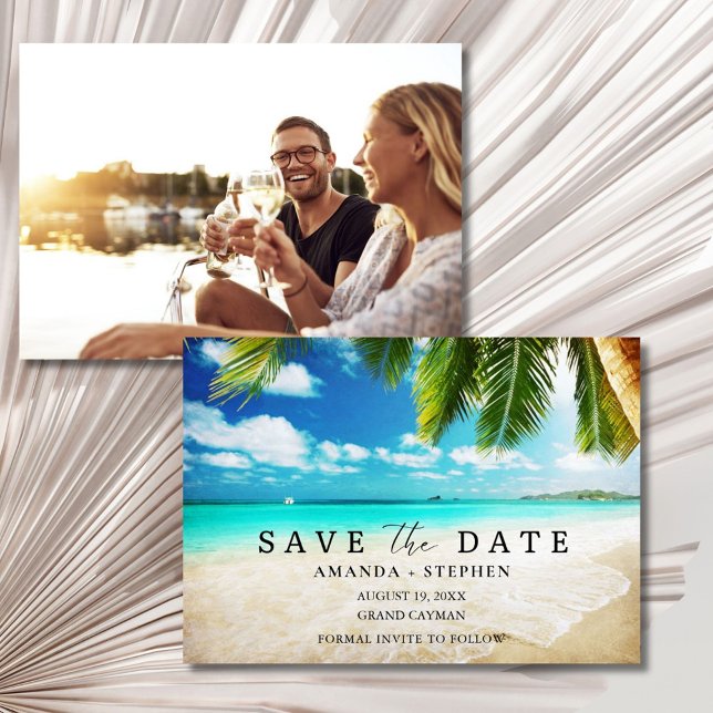 Reserve A Data Tropical Destination Beach Photo Wedding (Tropical Destination Beach Photo Wedding Save The Date)