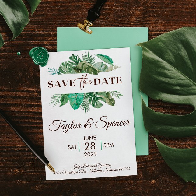 Reserve A Data Tropical Destination Wedding Save the Dates (Criador carregado)
