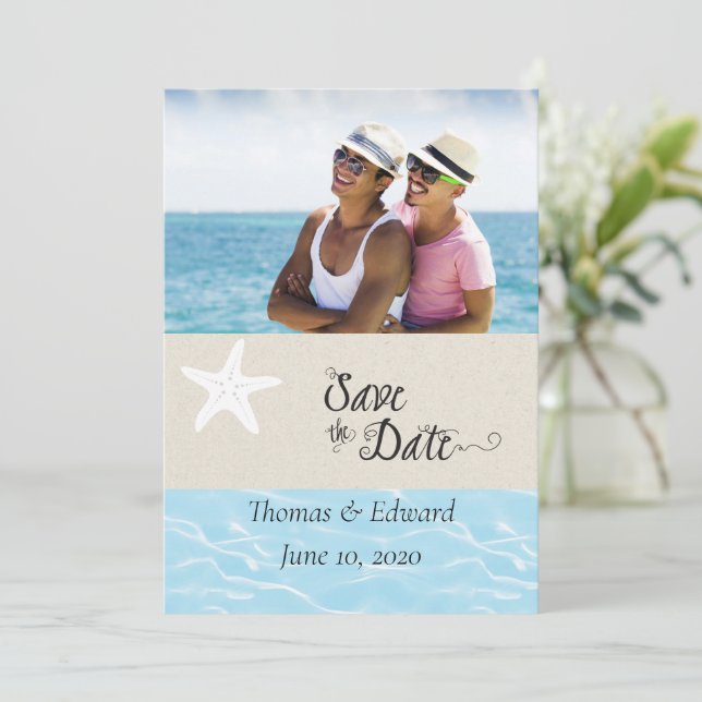 Reserve A Data Tropical Flat Save The Date Card (Em pé/Frente)