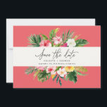 Reserve A Data Tropical floral aquarela salvar a data<br><div class="desc">Lindo Tropical floral aquarela moderno salvar a data. Texto de roteiro lindo. Parte de uma coleção de celebração de casamento de verão. A cor do fundo pode ser alterada.</div>