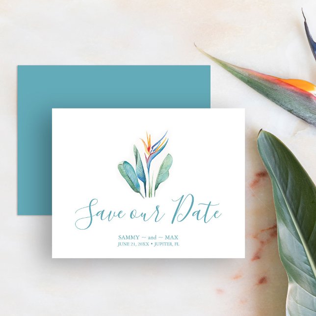 Reserve A Data Tropical Salvar A Data Do Casamento (Save the date tropical destination wedding watercolor art by Victoria Grigaliunas of Do Tell A Belle)