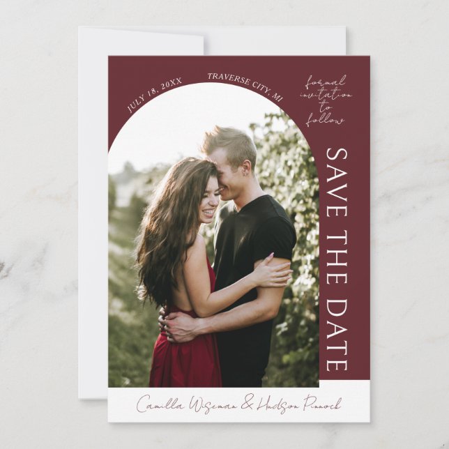 Reserve A Data True Simplicity 4 | Deep Burgundy | Save The Date (Frente)