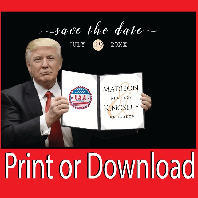 Reserve A Data Trump Maior 💍 Patriota Casamento Editar Data (Criador carregado)