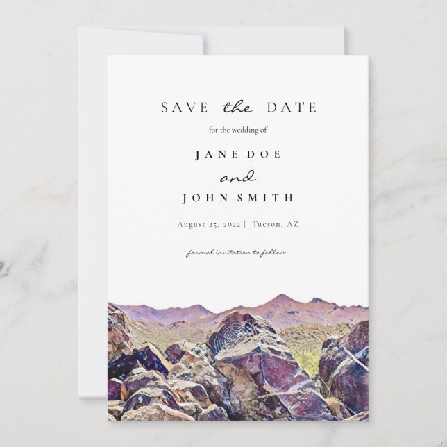 Reserve A Data Tucson Arizona Desert Mountain Salvar Data (Frente)