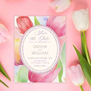 Reserve A Data Tulipas aquarela florescem