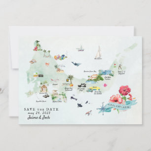 Reserve A Data Turks & Caicos Mapa de Itinerário de Casamento d