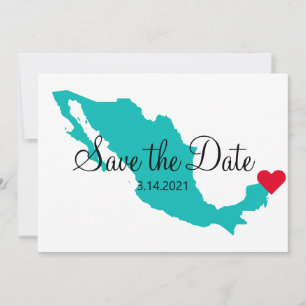 Reserve A Data Turquesa Azul Água-Mexicano Destino