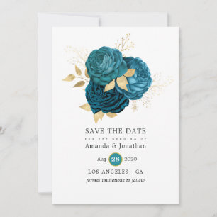 Reserve A Data Turquesa - Casamento Floral em Turquesa e Dourado