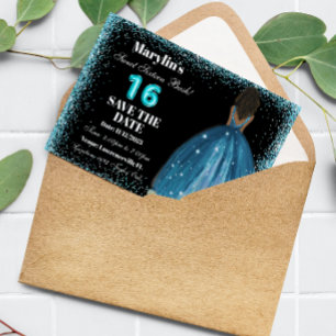 Reserve A Data Turquesa Glitter Princess Sweet 16 Foil Balon