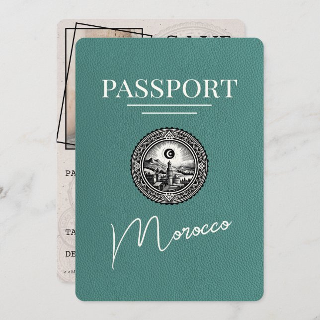 Reserve A Data Turquesa Passaporte Marrocos Exceto Data (Frente/Verso)