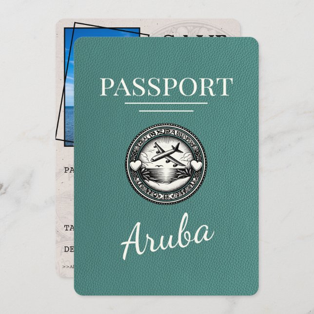 Reserve A Data Turquoise Aruba Passport Salvar Data (Frente/Verso)