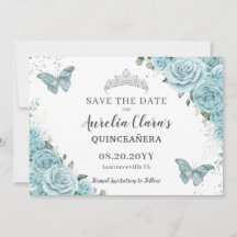 Turquoise Floral Quinceanera Sweet 16 Butterflies