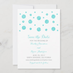 Reserve A Data Turquoise Glitter Confetti Salve o Concurso de Dat