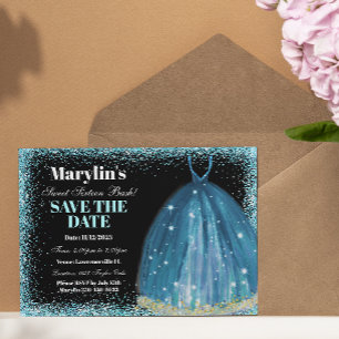 Reserve A Data Turquoise Glitter Foil Balão de Folha Personalizad