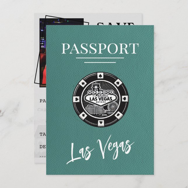 Reserve A Data Turquoise Las Vegas Passaporte Salvar Data (Frente/Verso)