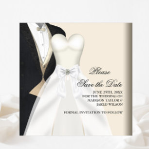 Reserve A Data Tuxedo Casamento Vestido Preto Branco Salvar Data