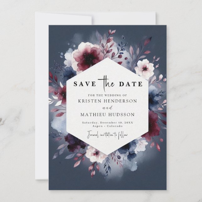 Reserve A Data Typografia Burgundy Wedding (Frente)