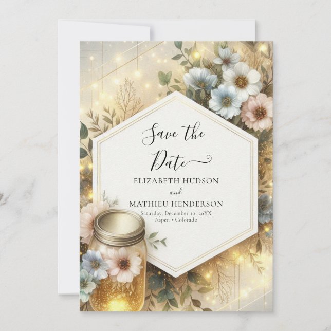 Reserve A Data Typografia Minimal Mason Jar Wedding (Frente)