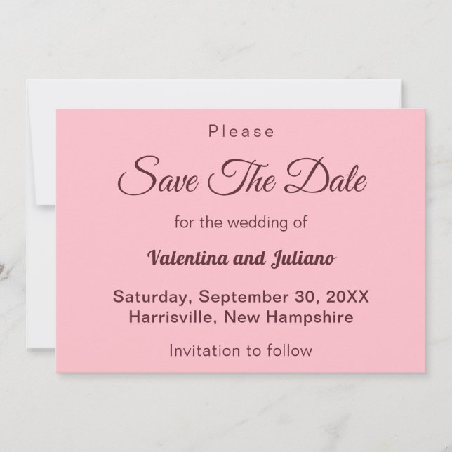 Reserve A Data Typography Style Minimalist Pink Wedding (Frente)