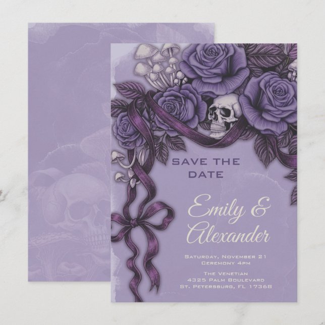 Reserve A Data Um Amor, Design de Casamento Plum Gothic (Frente/Verso)