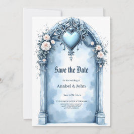 Reserve A Data Um arco azul claro-ornamentado com sotaques florai