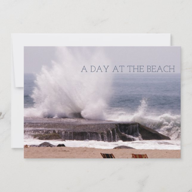 Reserve A Data Um dia na praia, na praia, a onda do oceano retrô (Frente)