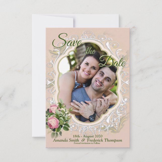 Reserve A Data Um Jardim Bush Vitoriano Verde Salvar a Data (Frente)