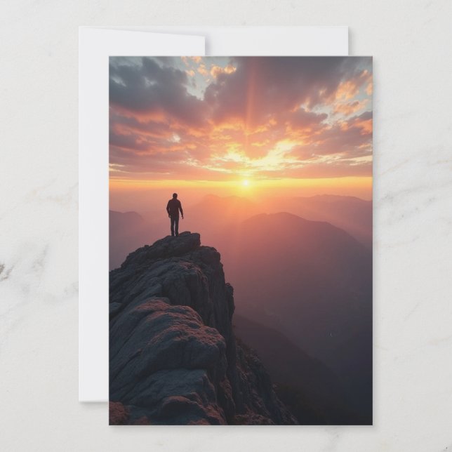 Reserve A Data Um sol majestoso visto do pico da montanha (Frente)