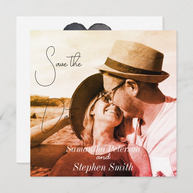 Reserve A Data Uma bela foto. Salve a data (Frente/Verso)