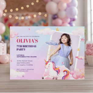 Reserve A Data Unicórnios de Foto Personalizada para Aniversário