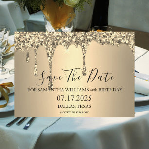 Reserve A Data Unidades de brilho Dourado do Sparkle de aniversár