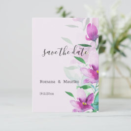 Reserve A Data Uniquidade De Flores Lilás Rosa, Arte De Aquarela