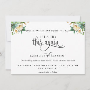 Reserve A Data Vamos Tenta Novamente, Verde e Branco Floral