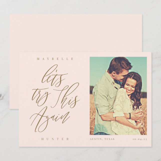 Reserve A Data Vamos tentar novamente Caligrafia moderna e foto (Frente/Verso)