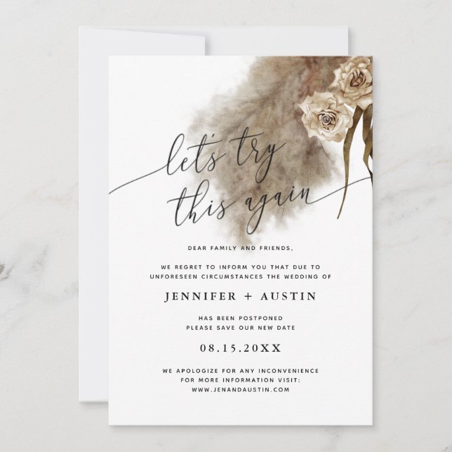 Reserve A Data Vamos Tente Novamente Este Casamento De Grama Pamp (Frente)