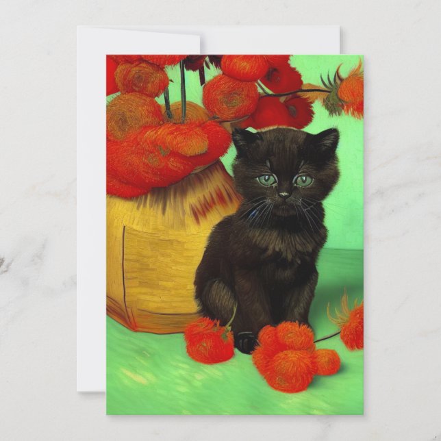 Reserve A Data Van Gogh Black Kitten Red Flowers (Frente)
