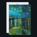Reserve A Data Van Gogh Starry Night Over the Rhône<br><div class="desc">Cartão com o óleo de Vincent van Gogh a pintar a noite estelar sobre o Ródano (1888). As estrelas amarelas brilhantes decoram o céu azul noturno como um casal rolando ao longo de um riverbank em Arles. Um presente perfeito para fãs de Impressionismo Poste e arte holandesa.</div>