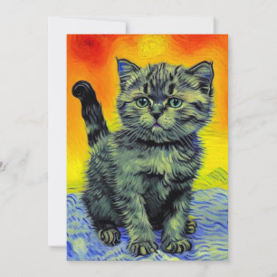 Reserve A Data Van Gogh Style Cat Sunset Beach