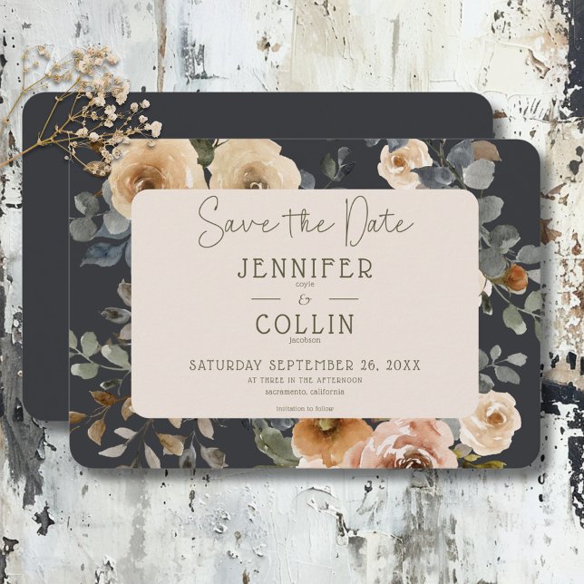 Reserve A Data Vanilla White Boho Rosas Sage Weds (Vanilla White Boho Roses Sage Wedding Save The Date)