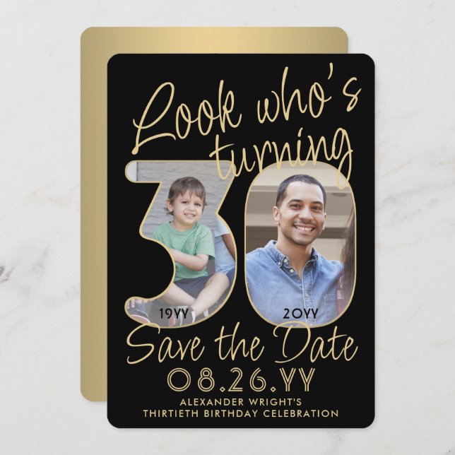 Reserve A Data Veja quem tem 30 fotos Douradas e pretas 2 (Frente/Verso)