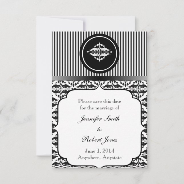 Reserve A Data Velho Hollywood Damask Salvar a Data (Frente)